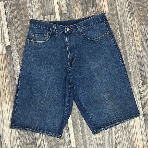 🔥🔥Vintage Karl Kani Baggy Fit Raw Denim Embroidered Jeans Shorts Jorts Men Sz - Picture 5 of 13